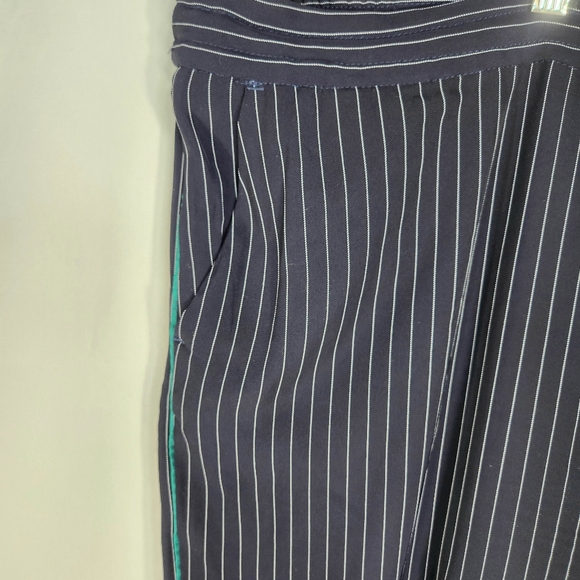 attention Navy & White Pin Striped Draw String Waist Pants Plus Size XXLarge - Picture 3 of 8